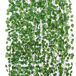 Dekorativa blommor imikeya 18st konstgjorda vinrankor 50st bindande slipsar grön kris krans hängande växter girland hem trädgård vägg staket staket