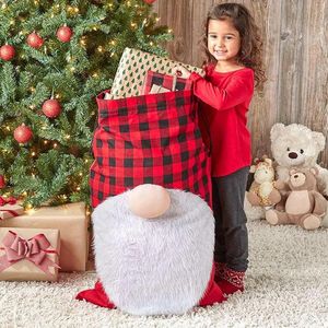 Christmas Decorations Santa Large Gift Bags Fabric Draw String Bag Red Big Christma Sack Home Year Packaging 221130