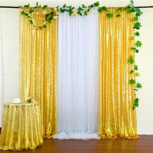 Gardin paljett bakgrund tyg amerikansk stil bröllop bankett party glitter gardiner 2x8ft guld silver garn