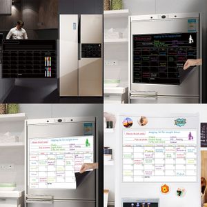 Christmas Decorations Magnetic Menu Board Fridge Sticker with 8 Color Chalk Markers Home Kitchen Weekly Planner Refrigerator 221129