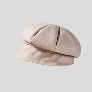 BERETS Fashion Solid Cloud Octogonal Hats Women Outdoor Winter Autumn Causal Beret Hat Girls Classic Painter Black Boina Mujer