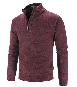 Mens Sweaters Half Zip Mock Neck Knitted Pullover Solid Color Stand Collar Casual Cashmere 221129
