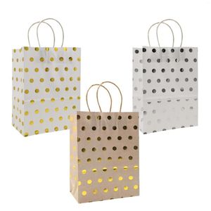 Gift Wrap JQSYRISE 5Pcs Gold Dot Paper Kraft Bags Happy Birthday Party Candy Cookie Packing Baby Shower Kids Wedding Supplies