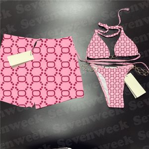 Marcas Casais Roupa de Banho Estilista Letra Conjuntos de Biquínis Femininos Moda Casual Masculino Shorts Boxer para Férias