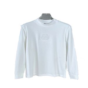 Camiseta de moda nova camisetas de manga comprida T para homens Mulheres Capuz da tripula￧￣o de pesco￧o algod￣o esbelta