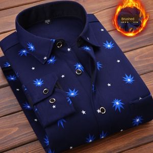 Camisas casuais masculinas Spring Winter Manga longa de flanela xadrez de pele forrada de lã de lã de lã de lã quente para homens camisas de vestido 221130