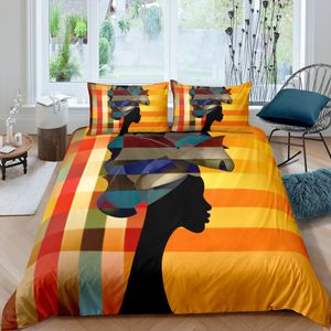 Set di biancheria da letto Set 3D queen Size Luxury Bohemian African girl Copripiumino e federa Trapunta Letto Twin king 221129