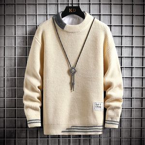 Mens Sweaters Spring British Knitted Oneck Long Sleeve Slim Fit For Streetwear Casual Knit Clothing 221130