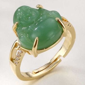 Buddha-Ring, 18 Karat vergoldet, Feng Shui, Glücksamulett, Schmuck für Frauen
