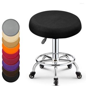 Stol täcker spandex tyg rund täcker stretch fasta färger sätesbarstol för hemma tandläkare frisörsalong restaurang bankett