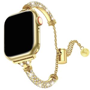 Apple Watch Bands 41mm 45mm 40 44mm 38mm 42mm Luxury Lady Watchbands for IWatch Series 8 7 6 5 4アクセサリー1PCS用の円筒形のダイヤモンドブレスレットステンレススチールストラップ