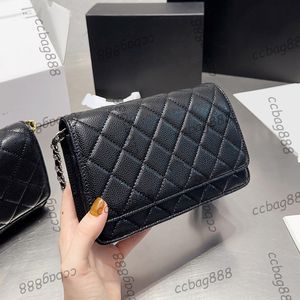 Lüks Tasarımcı Havyar Deri WOC Calet Çantaları Telefon Kartı Tutucu Çoklu Pochette Cüzdan Altın/Gümüş Metal Zincir Crossbody Omuz Out Göz Dahası Çantalar 19x12cm