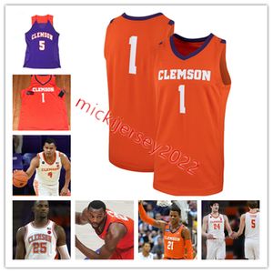 Marcquise Reed Clemson Tigers Basketball Jersey Custom Stitched Jaron Blossomgame 14 Elijah Thomas 35 Landry Nnoko 32 KJ. McDaniels 35 Trevor Booker Clemson Jerseys