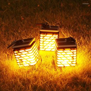 Creative Outdoor Solar IP55 Lawn Lamp Flashing Flame Light Waterproof For Home Garden Office Bar Wedding Party Decoration