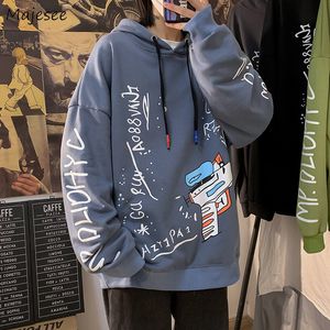 Męskie bluzy bluzy Mężczyźni z kapeluszem luźne przystojne nadruk z kapturem unisex jesień wszystkie mecze harajuku hip hap hop streetwear koreańskie 221129