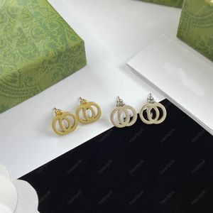 Pendientes de tachuelas de la moda de mujeres Dise￱adores de aretes de plata para hombres Letras de lujo G Collares de adornos de oro Hoops de oro con caja