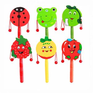 Children Baby Musical Toy Hand Bell Rattle Drum Puzzle Wooden Toys Early Educational Colorful Animal Cartoon Bell