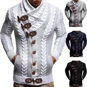 Mens Sweaters Autumn Winter Turtleneck Sweater Casual Solid Knitted Cardigan FullSleeve Slim Oversized Coat men 221130