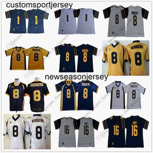 NCAA California Golden Football Jersey 8 Aaron Rodgers 16 Jared Goff 1 Melquise Stovall S Size S-XXXL