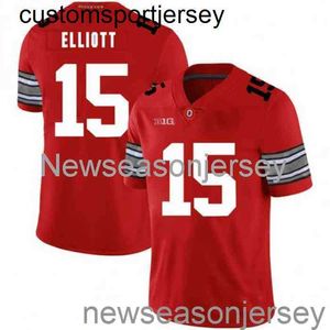 Zszyty Ohio State Buckeyes #15 Ezechiel Elliott Jersey Red NCAA Niestandardowy numer nazwy xs-5xl 6xl