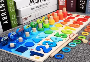 Montessori Educatief houten speelgoed voor kinderen bord wiskunde vissen tellen cijfers matching digitale vorm match vroege educatie speelgoed1530885