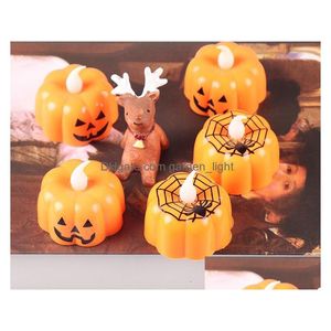 Night Lights Warm White Pumpkin Tea Lights Battery Operated Led Tealight Flicker Flameless Candle Light Party Halloween Decoration D Dhruh