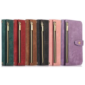 Brieftaschen-Handyhüllen für Samsung Galaxy S22 S21 S20 Ultra Note10 Plus, multifunktionale, hautfreundliche PU-Leder-Klapphülle mit Standfunktion, Kartenfächern und Münzfach mit Reißverschluss