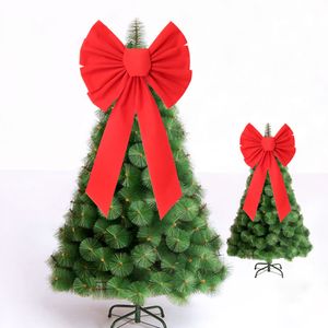 Christmas Decorations 6pcs Bows Hanging Red Bowknot Tree Ornaments Year Decor for the house accessories 221130