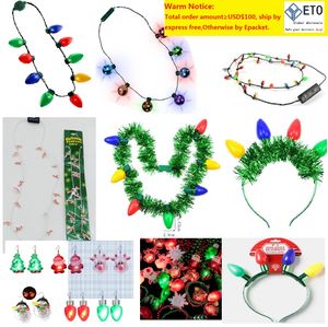 Julsemester blinkande gl￶dlampor halsband LED -halsband f￶r juldekorationer presentf￶rs￶rjning Party Candy Cane Halsband