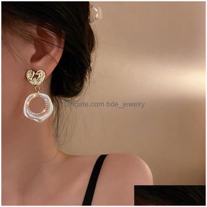 ダングルシャンデリアファッションジュエリーS925シエポストIrregar Faux Pearl Hoop Geometric Dangle Earrings Rhinestone Heart Stud Drop Deliv Dhukx