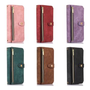 Wallet Phone Cases for Samsung Galaxy Z Fold 4/3 Multifunction Skin-Feeling PU Leather Flip Stand Cover Case with Card Slots and Zipper Coin Purse