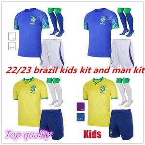 2022 Brasile uomo adulto bambini kit VINI JR. Maglia da calcio brasil CASEMIRO 22 23 Squadra nazionale G.JESUS P.COUTINHO Home Away T.SILVA PELE MARCELO Maglia da calcio uniforme