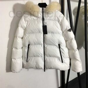Women's Down & Parkas designer Chic Hooded Cotton Jacket Detachable Fur Collar Long Sleeve Coats Women Autumn Winter With Tags QG3S