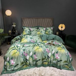 Bedding sets Garden Flower Leaves Duvet Cover Queen King Family size Soft Eucalyptus lyocell Cooling Summer set Bed Sheet Pillowcases 221129