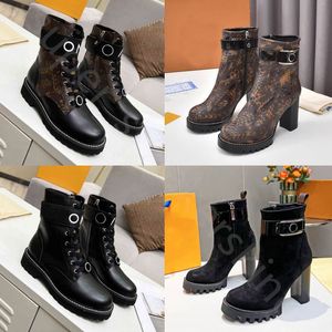 Дизайнерские сапоги женщины Martin Boots Platform Black Flats Combat Boot