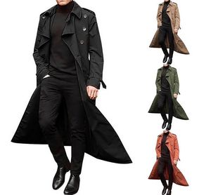 Kurtki męskie biznesowe mężczyzn Trench Płaszcz Fashion Projekt Slim Double Breast cienki wiatrówek Męski Spring Long Black Emese Autumn 221130