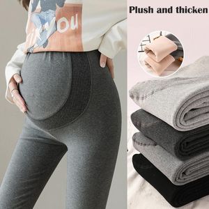 Women's Leggings Pregnant Women's Autumn And Winter Plush Thickened Slim Fashionable Warm Pants High Waist Adjustable Clothing