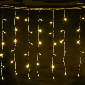 Strings 4m 0,6m Cortina de LED iCicle String Lâmpada Fairy Lights Janela de Natal Jardim de Natal Casamento House House Decor-Warm White