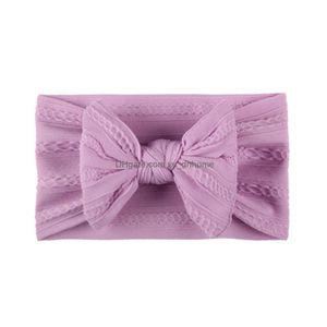 Fasce per capelli Ins Baby Tra Soft Nylon Hairband Bambini Tiara Kids Bow Knot Fascia per capelli Ragazza Wide Foulard Primavera Estate Accessorio Drop D Dh1W0