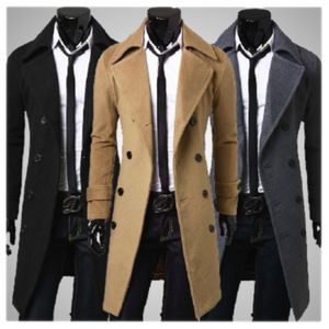 Jaquetas masculinas jaqueta corta-vento masculina vintage preto camelo outono inverno negócios blusão masculino duplo vintage clássico casaco longo 221130
