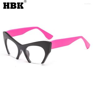 Sunglasses Frames HBK Fashion Cat Eye Glasses Half Frame Women Men Optical Colorful Black Pink Eyewear For Female Clear Lens Plain on Sale