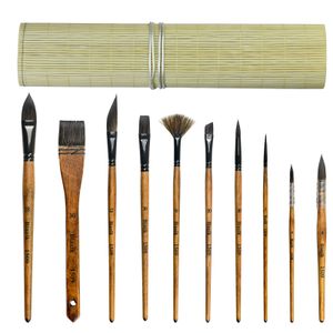 Malowanie długopisów Biaelk Akwarela pędzla 10pcsset pędzle do farb wiewiórki mieszanki włosów multisishape Art Material z bambusową osłoną 221130