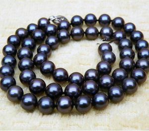 Chains Jewelry VERL GORGEOUS 18" 10-11MM TAHITIAN NATURAL BLACK PEARL NECKLACE 925silver WHITE