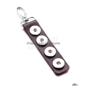 Portachiavi Long Rec Pu Pelle con bottone a pressione Portachiavi Catena Portachiavi Fit Fai da te 18Mm Scatta Gioielli Drop Delivery Dh9Nc