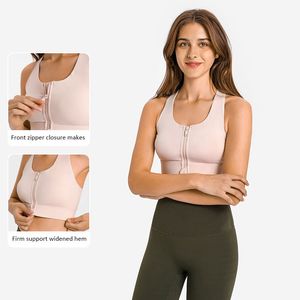 L165 Zip up Bra High Support Yoga Bras Fashion Tank Tops Breathable Front-Zip Bra Lady Underwear Sports Vest With Removable Cups