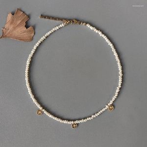 Girocollo da donna piccola collana di perle d'acqua dolce moda semplice vero naturale squisito accessorio color oro regalo impreziosito