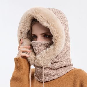 Beanieskull Caps Fashion Winter Wind Women Hat Hat Outdoor Ухо защищать теплые густые велосипедные вязаные шарф -воздушные козырьки бейсбольные девушки 221129