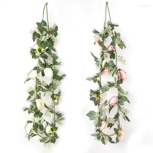 Dekorativa blommor 1 PC Vacker krypterad simulering Artificial Rose Garlands Vines For Wedding Party Home Wall Garden Decoration 200 cm