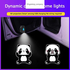 LED-Autotür, dynamisches 3D-Cartoon-Projektionslicht, Atmosphäre, USB-Aufladung, kabellos, Willkommen, dekorativ