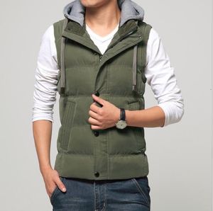 Gilet da uomo Gilet casual da uomo Cappotto invernale caldo Cappello Gilet da uomo staccabile Gilet senza maniche Gilet homme Solid Outwear Gilet Uomo 221130